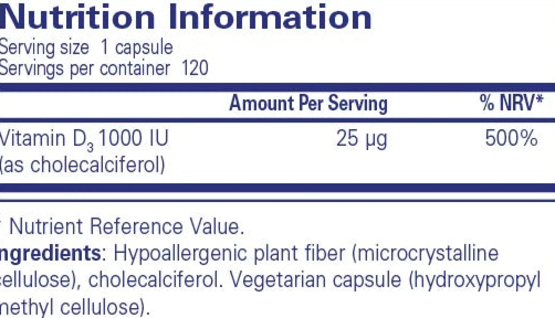 Pure Encapsulations Vitamin D3 1000 IU 120