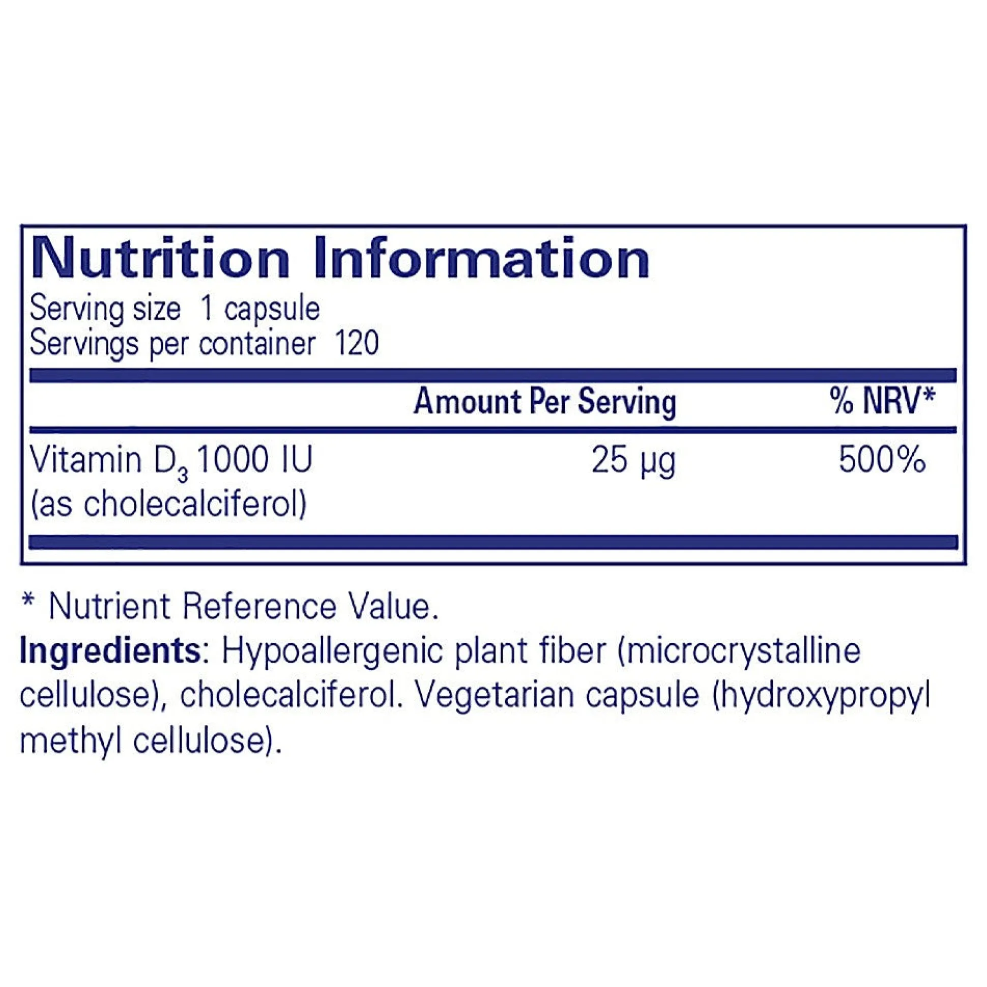 Pure Encapsulations Vitamin D3 1000 IU 120