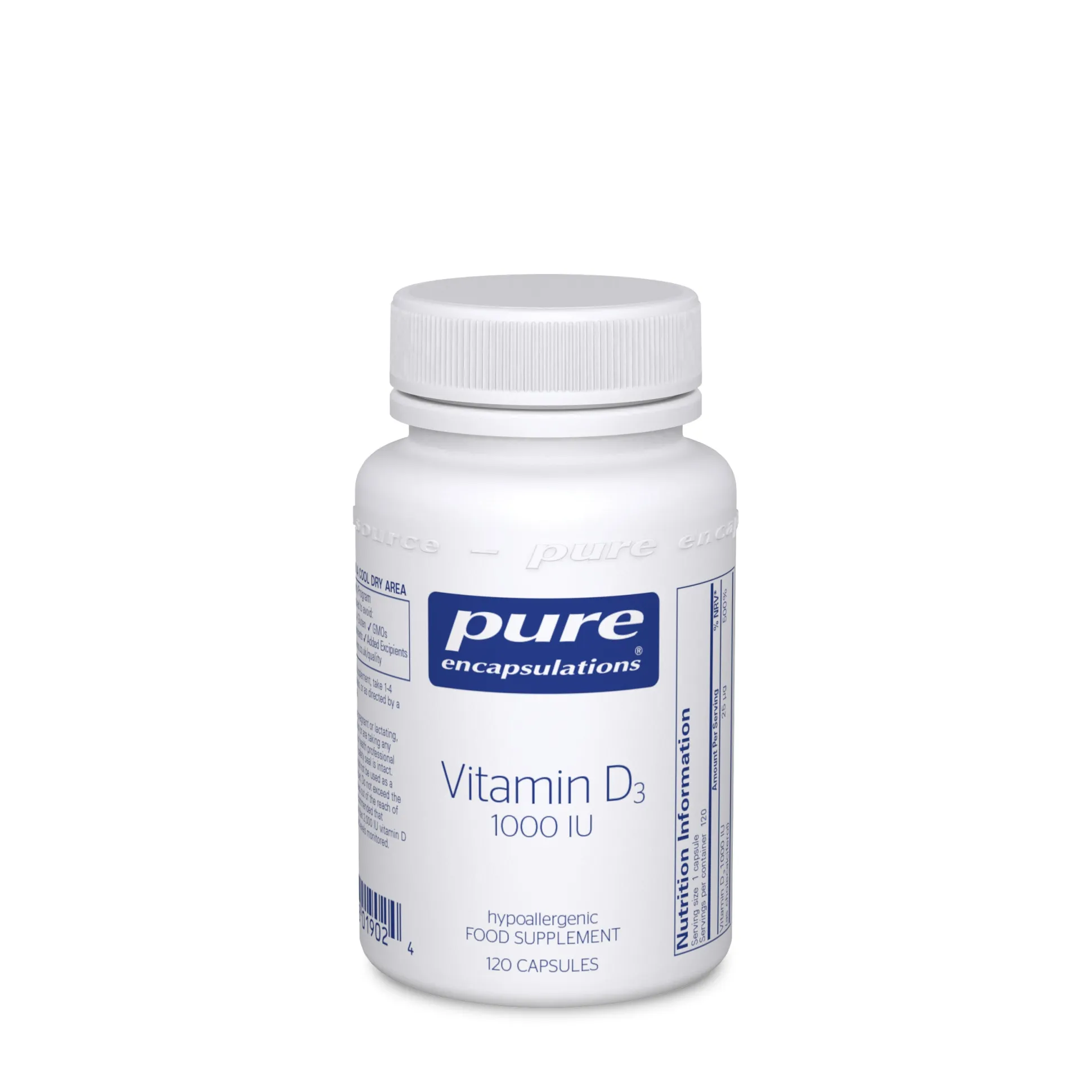 Pure Encapsulations Vitamin D3 1000 IU 120