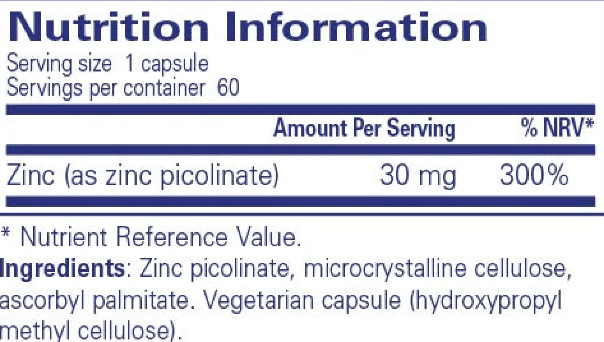 Pure Encapsulations Zinc 30 60 caps