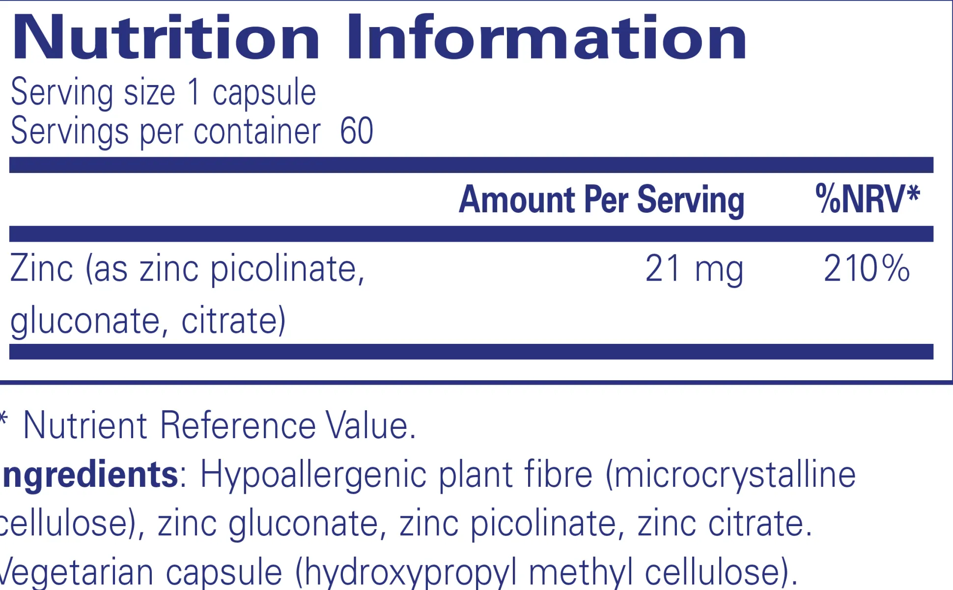 Pure Encapsulations Zinc Complex 60 caps
