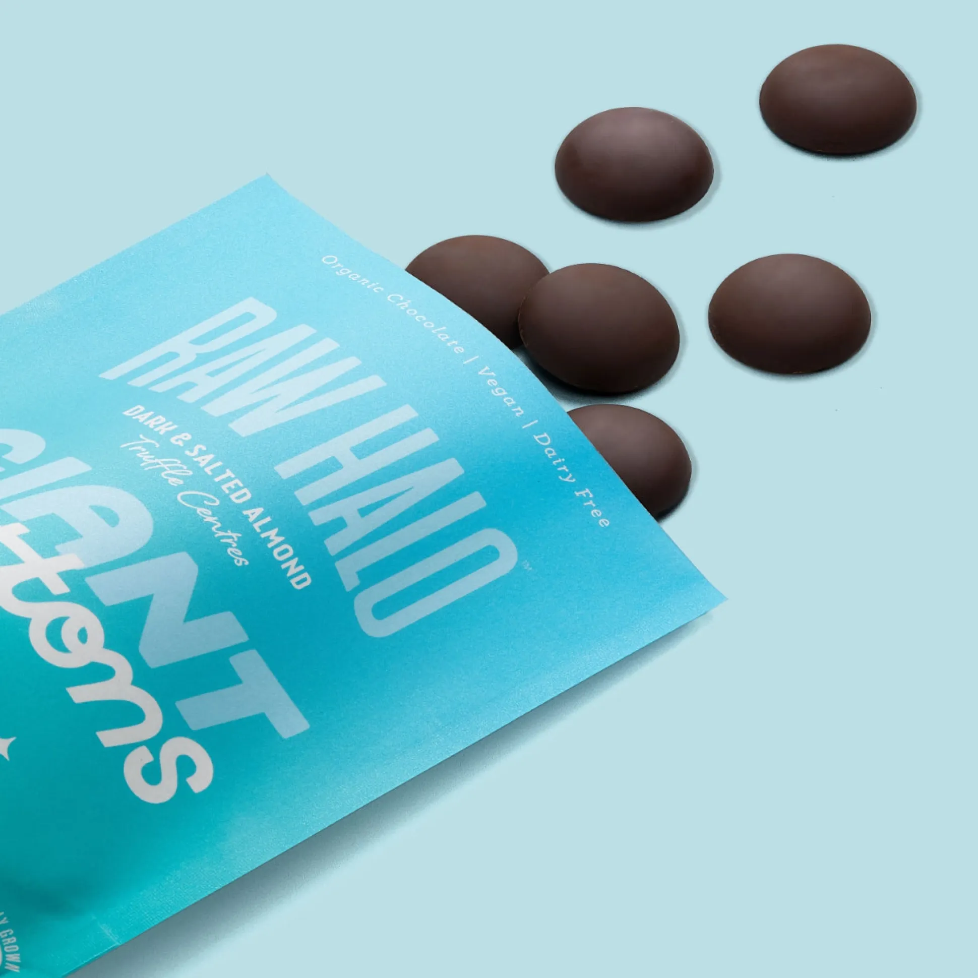 Raw Halo Dark & Salted Almond Vegan Giant Chocolate Buttons 90g 90g