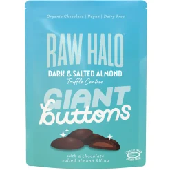 Raw Halo Dark & Salted Almond Vegan Giant Chocolate Buttons 90g 90g