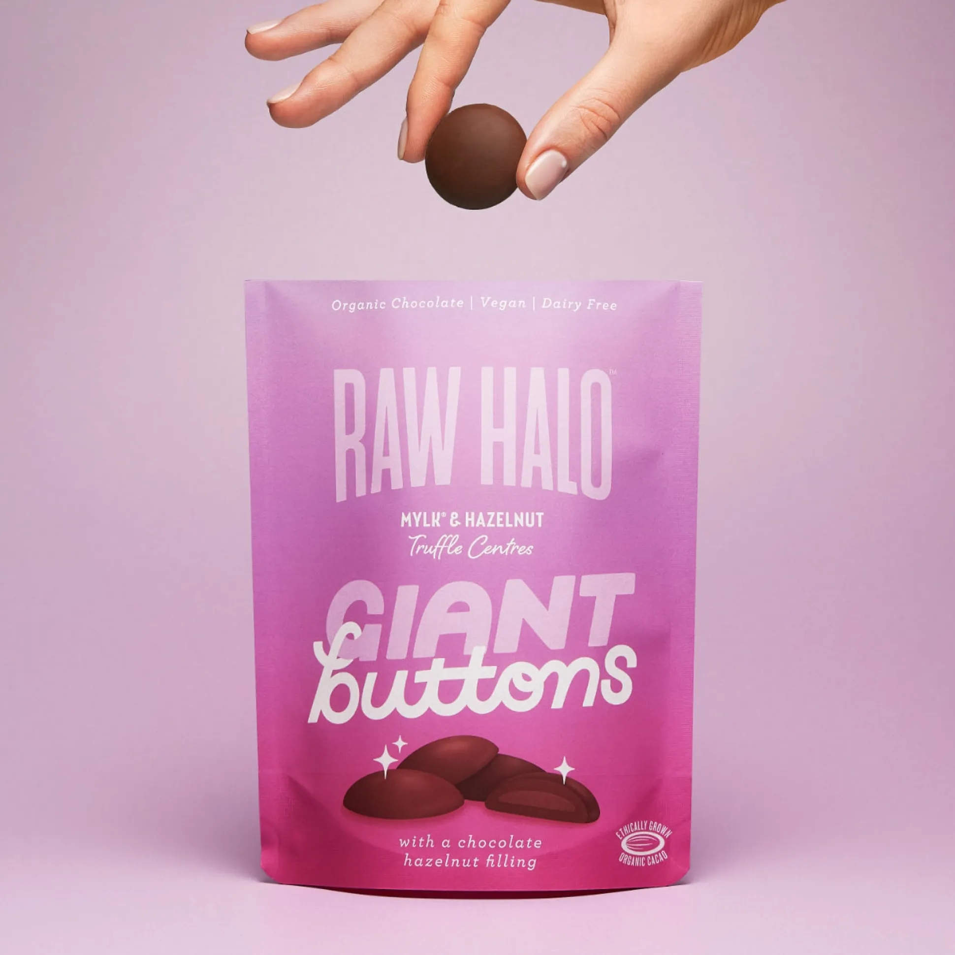 Raw Halo Mylk & Hazelnut Vegan Giant Chocolate Buttons 90g 90g