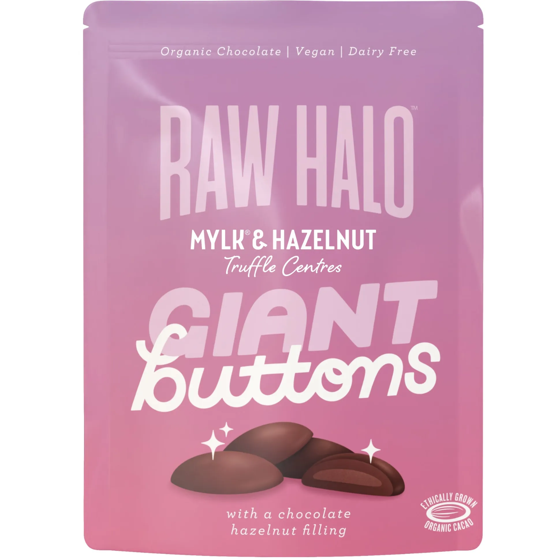 Raw Halo Mylk & Hazelnut Vegan Giant Chocolate Buttons 90g 90g