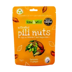 Raw & Wild Activated Pili Nuts - Turmeric & Ginger 70g