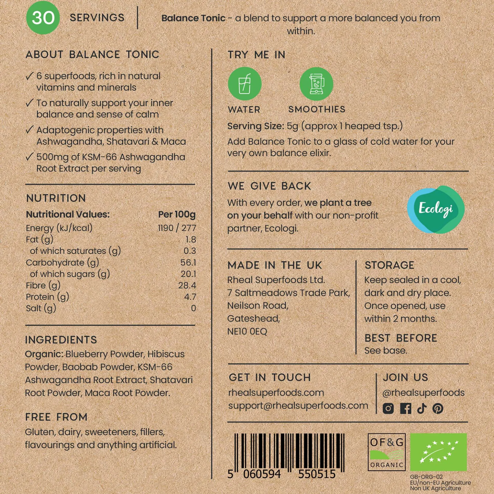 Rheal Balance Tonic Superfood Blend 150g
