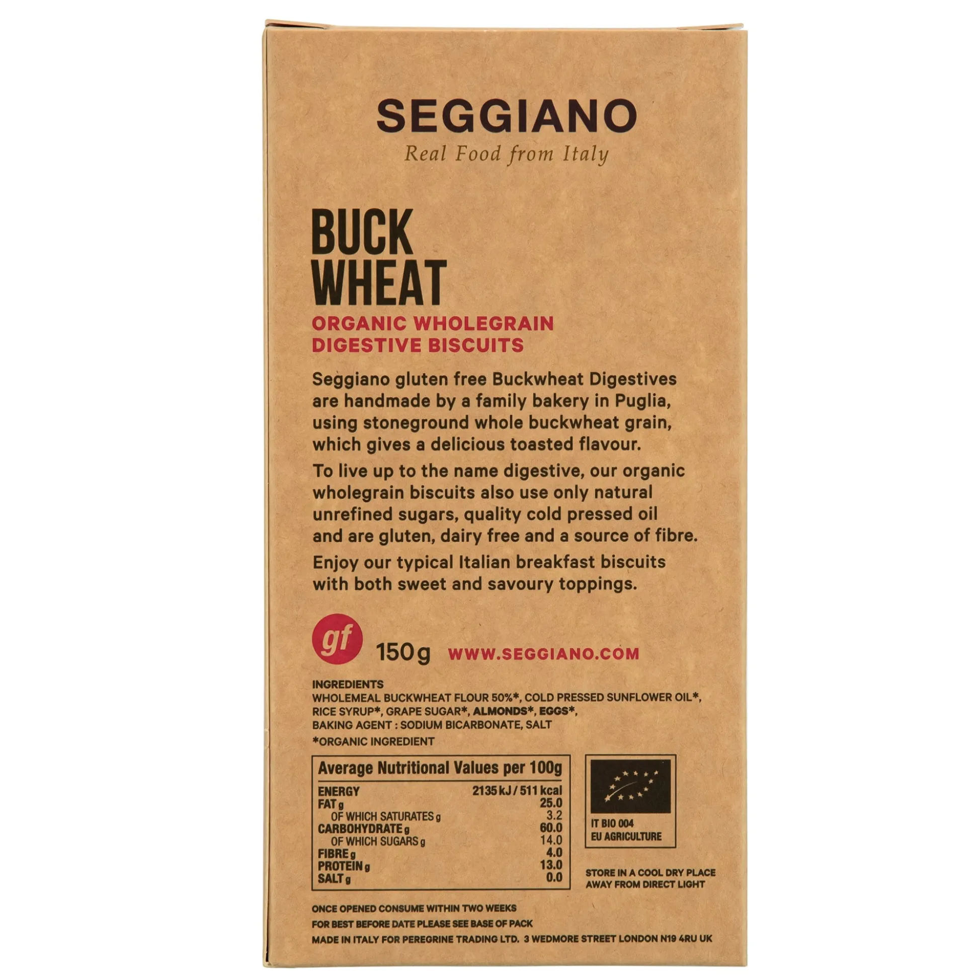 Seggiano Buckwheat Digestive Biscuits 150g