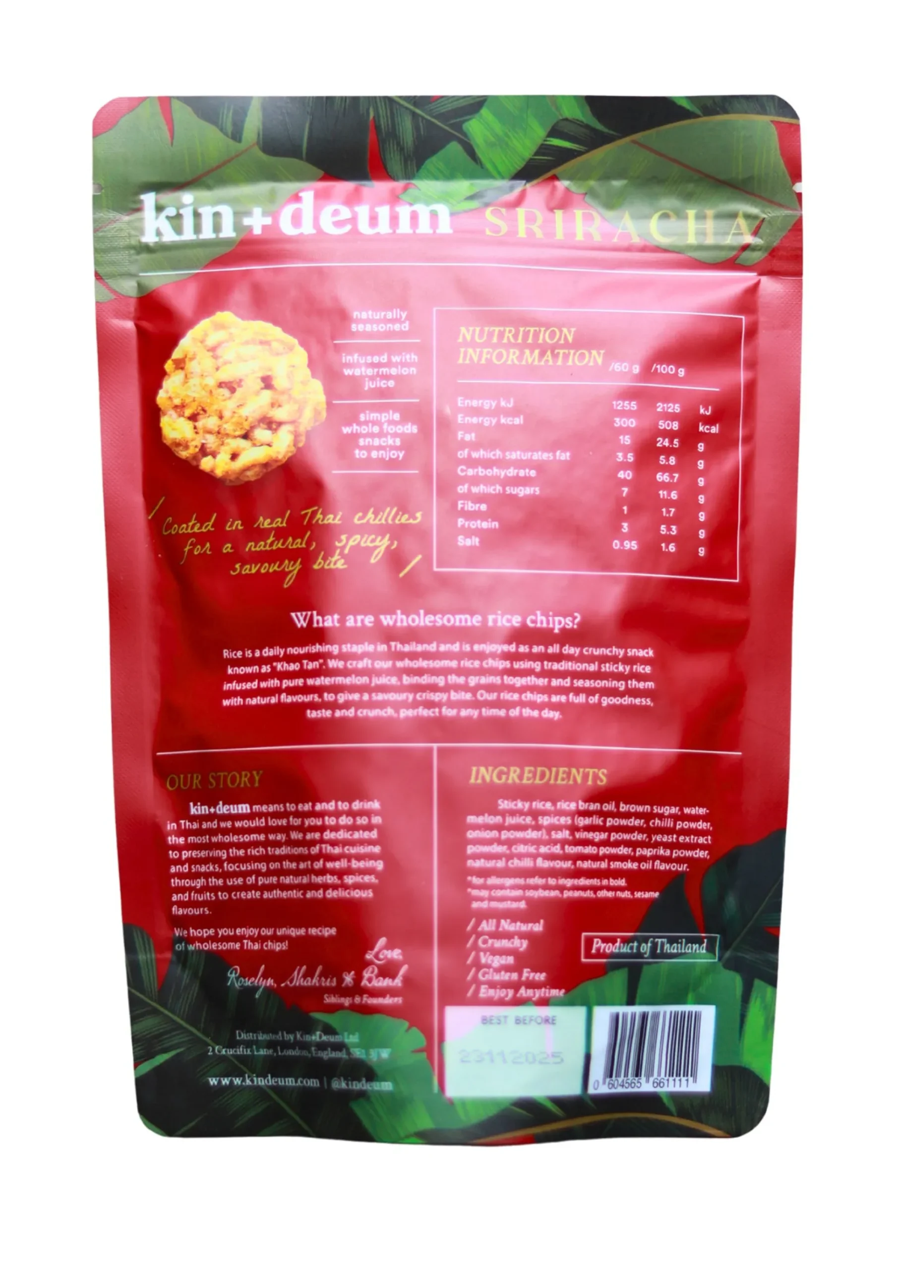Sriracha Wholesome Rice Chips 60g