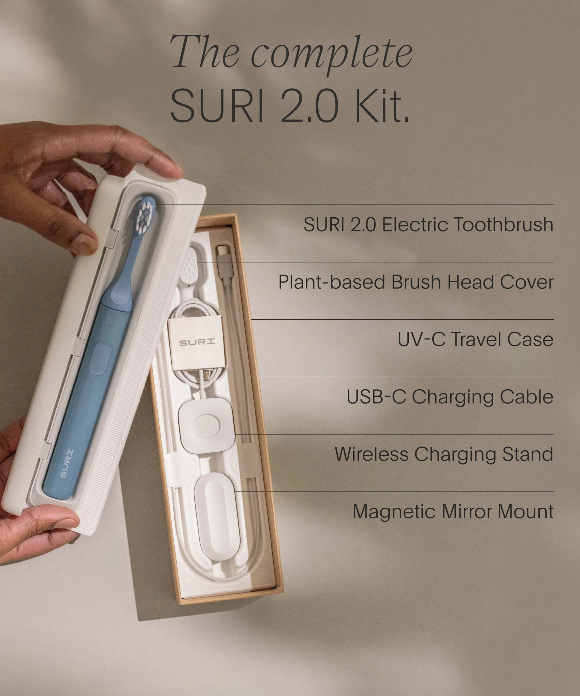 SURI S2 Electric Toothbrush and UV Travel Case Morning Waves each