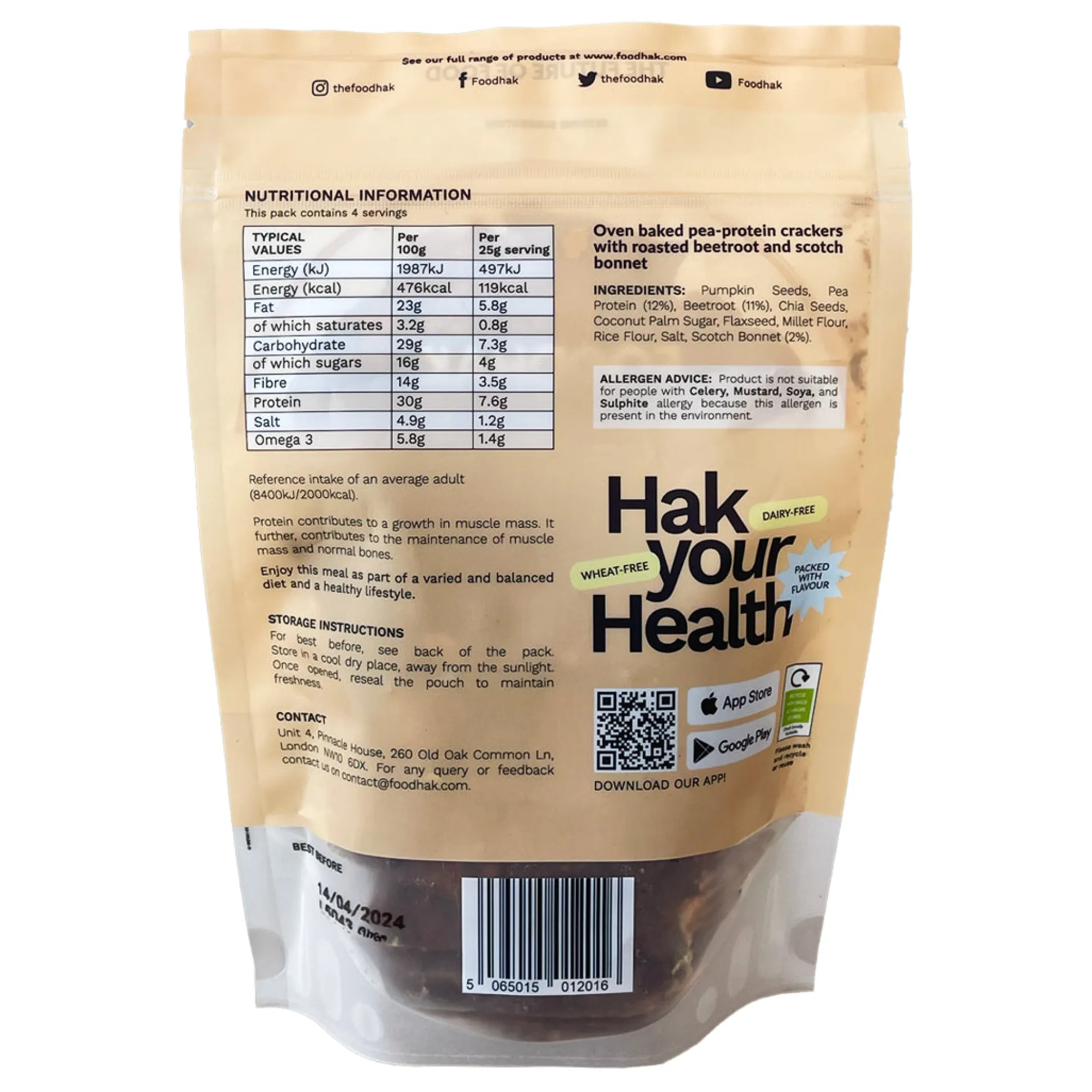 Sweet Chilli Beetroot Protein Crackers 100g