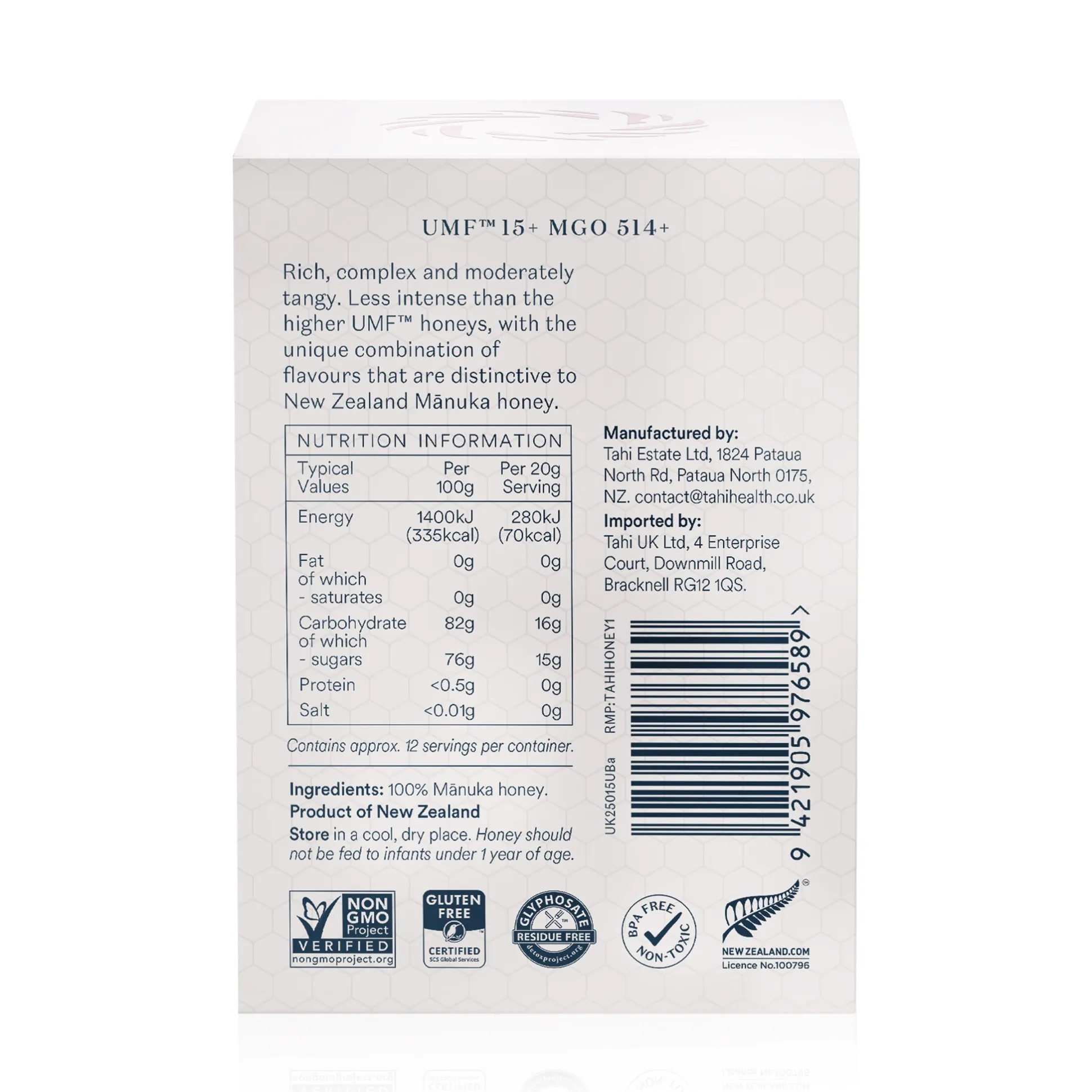 Tahi Manuka Honey UMF™ 15+ (MGO 514+) 250g
