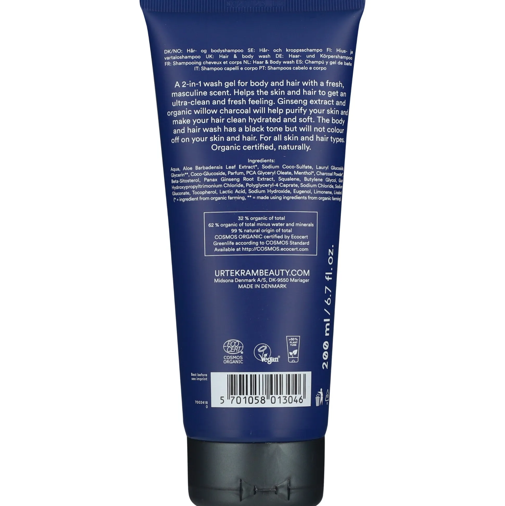 Urtekram Conditioning Hair & Body Wash for Men 200ml