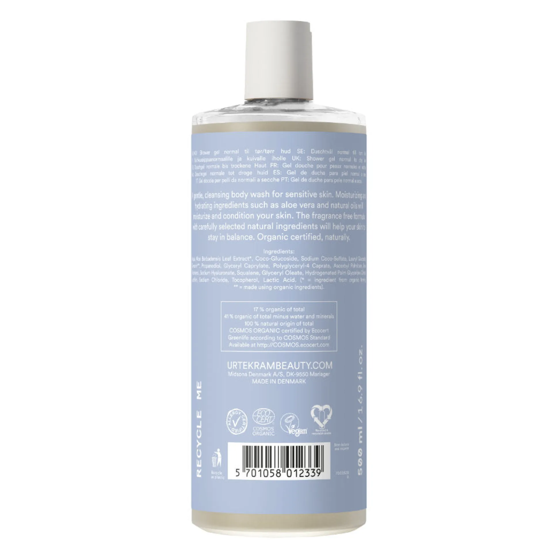 Urtekram Fragrance Free Body Wash 500ml