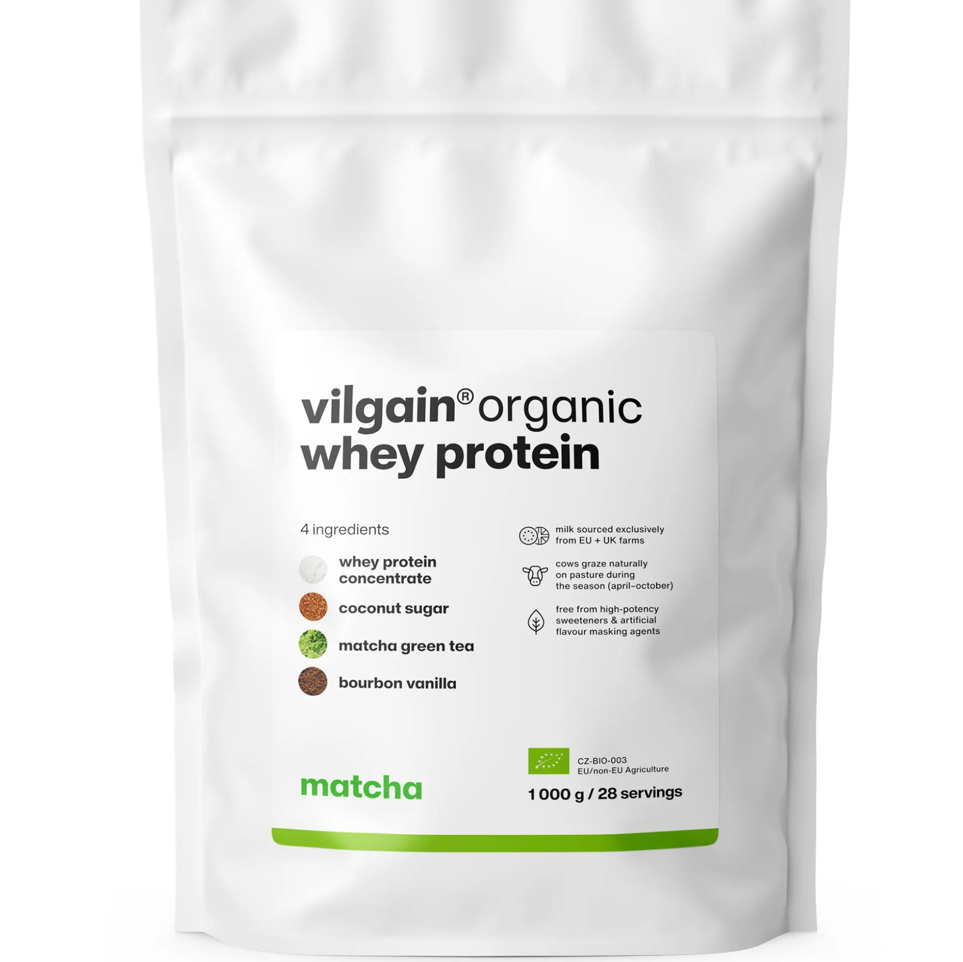 Vilgain Organic Whey Protein - Matcha 1000g