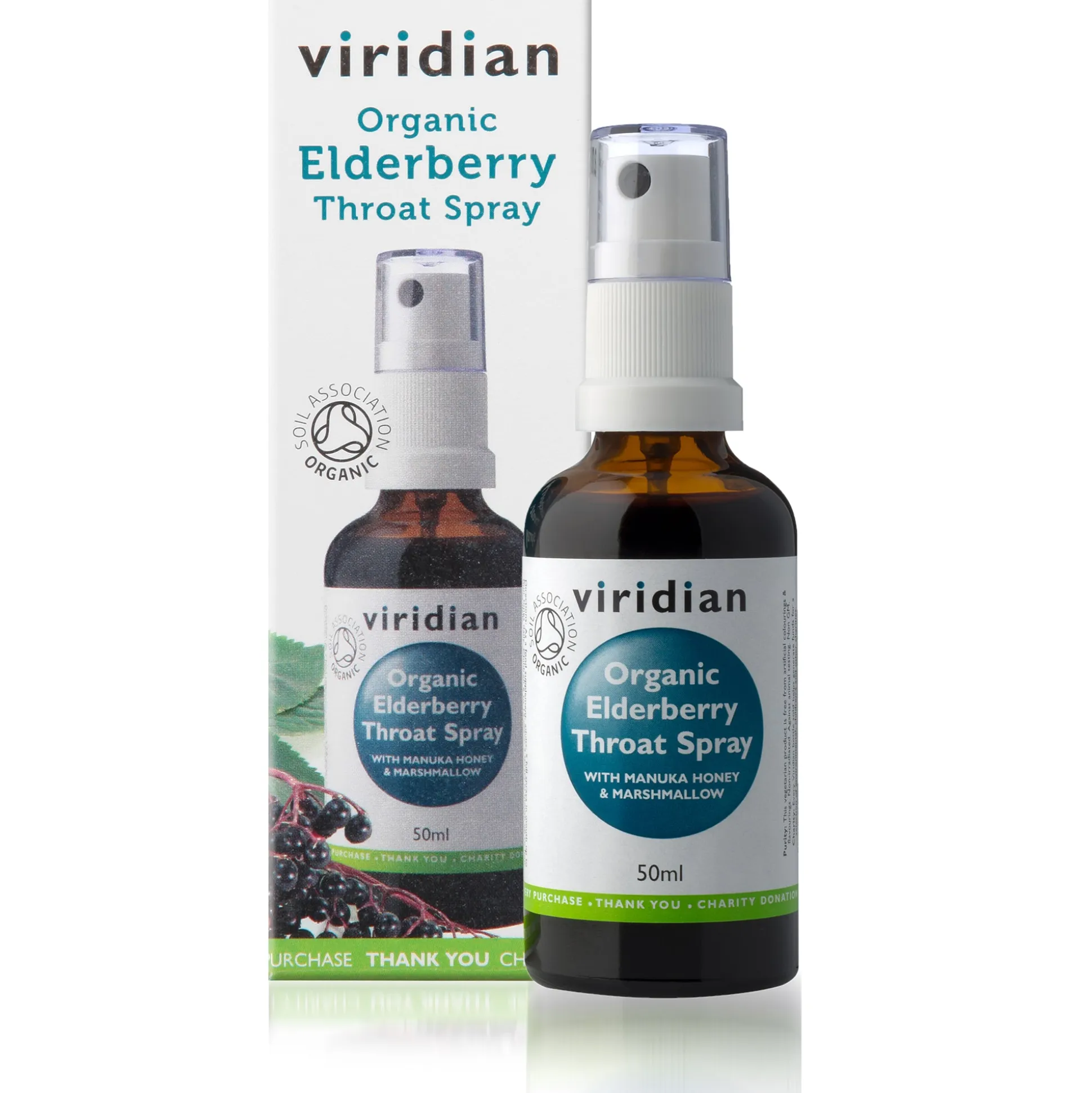 Viridian 100% Elderberry Throat Spray - Fresh Extracts With Manuka 50ml