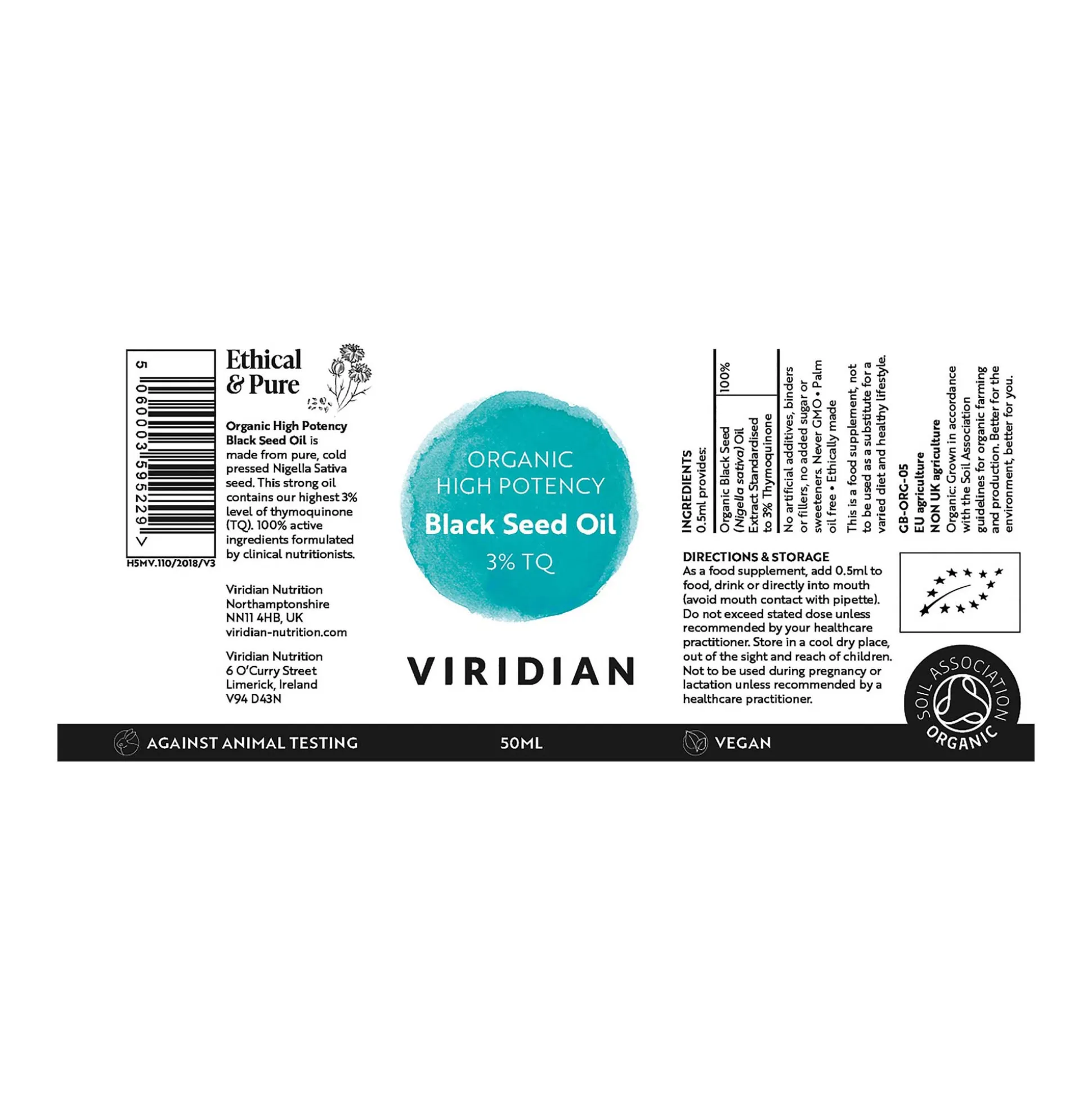 Viridian High Potency Black Seed Oil 50ml