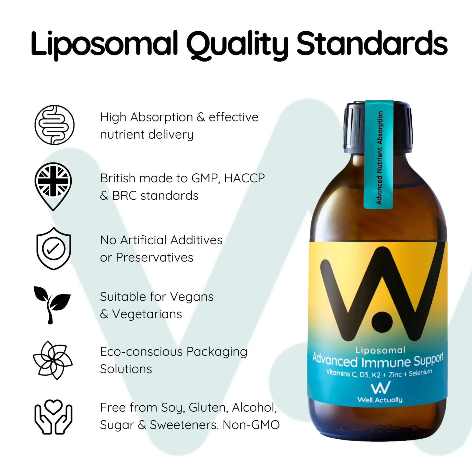 Well. Actually. Liposomal Ultimate Immune Defence with Vitamin C, D3, K2, Zinc & Selenium 250ml