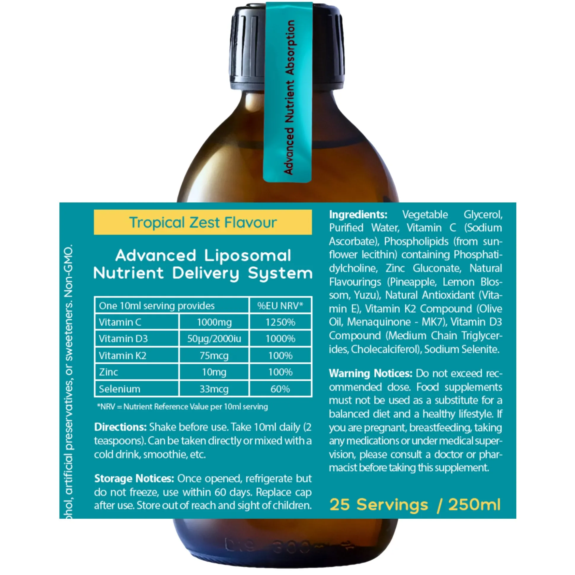 Well. Actually. Liposomal Ultimate Immune Defence with Vitamin C, D3, K2, Zinc & Selenium 250ml