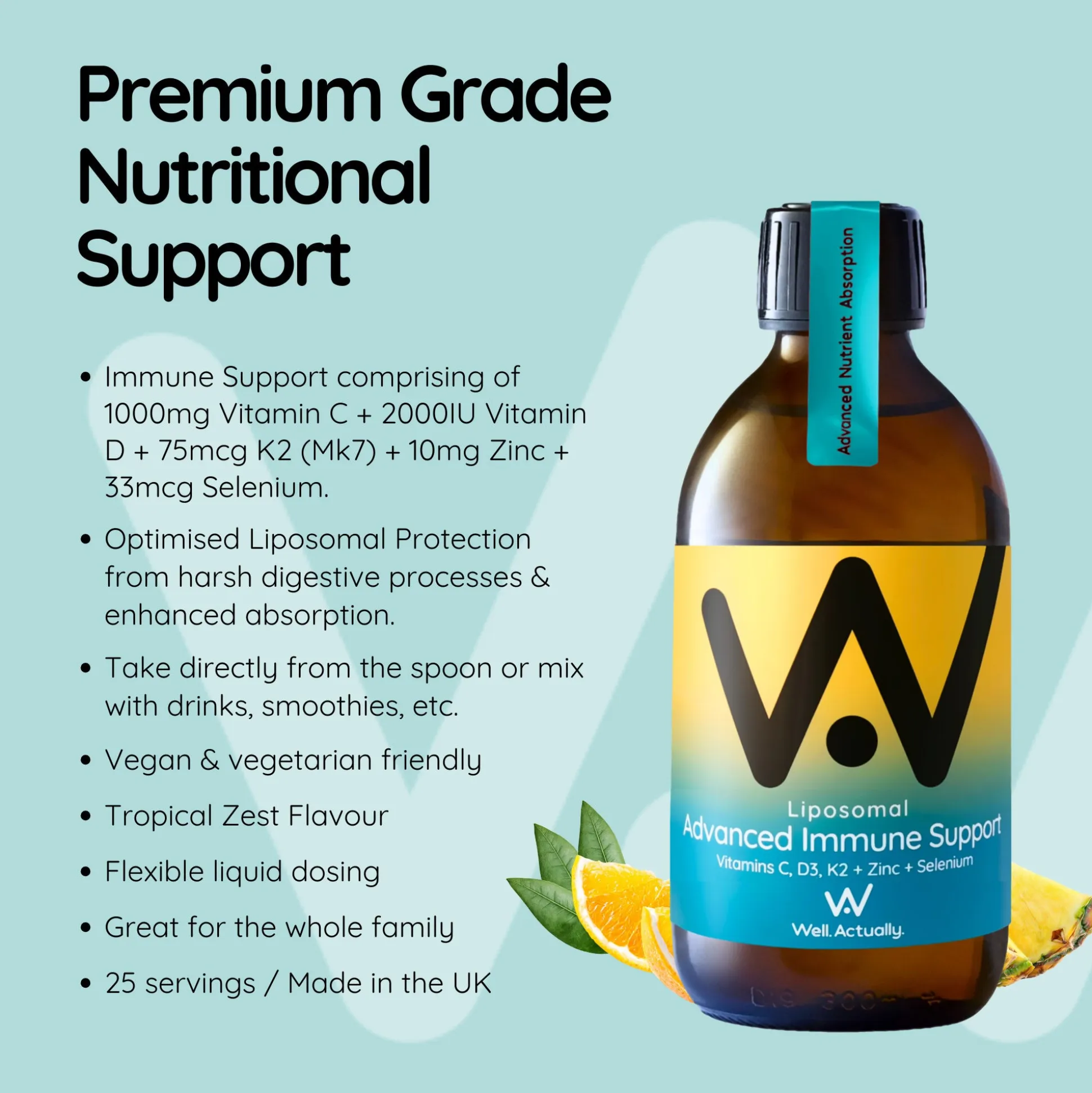 Well. Actually. Liposomal Ultimate Immune Defence with Vitamin C, D3, K2, Zinc & Selenium 250ml