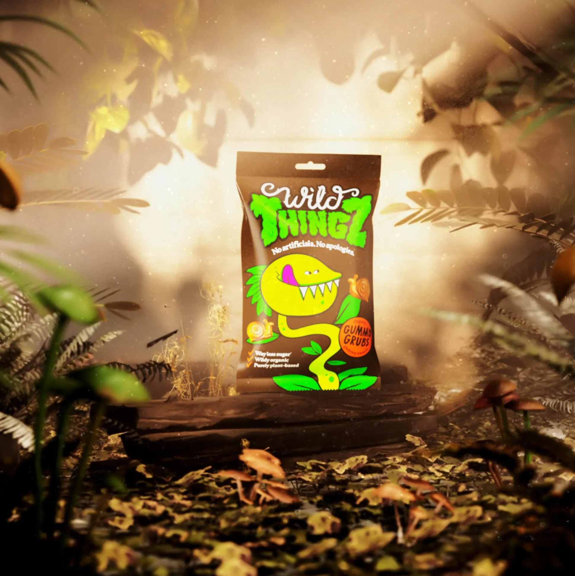 Wild Thingz Organic & Vegan Gummy Sweets, Gummy Grubs 130g