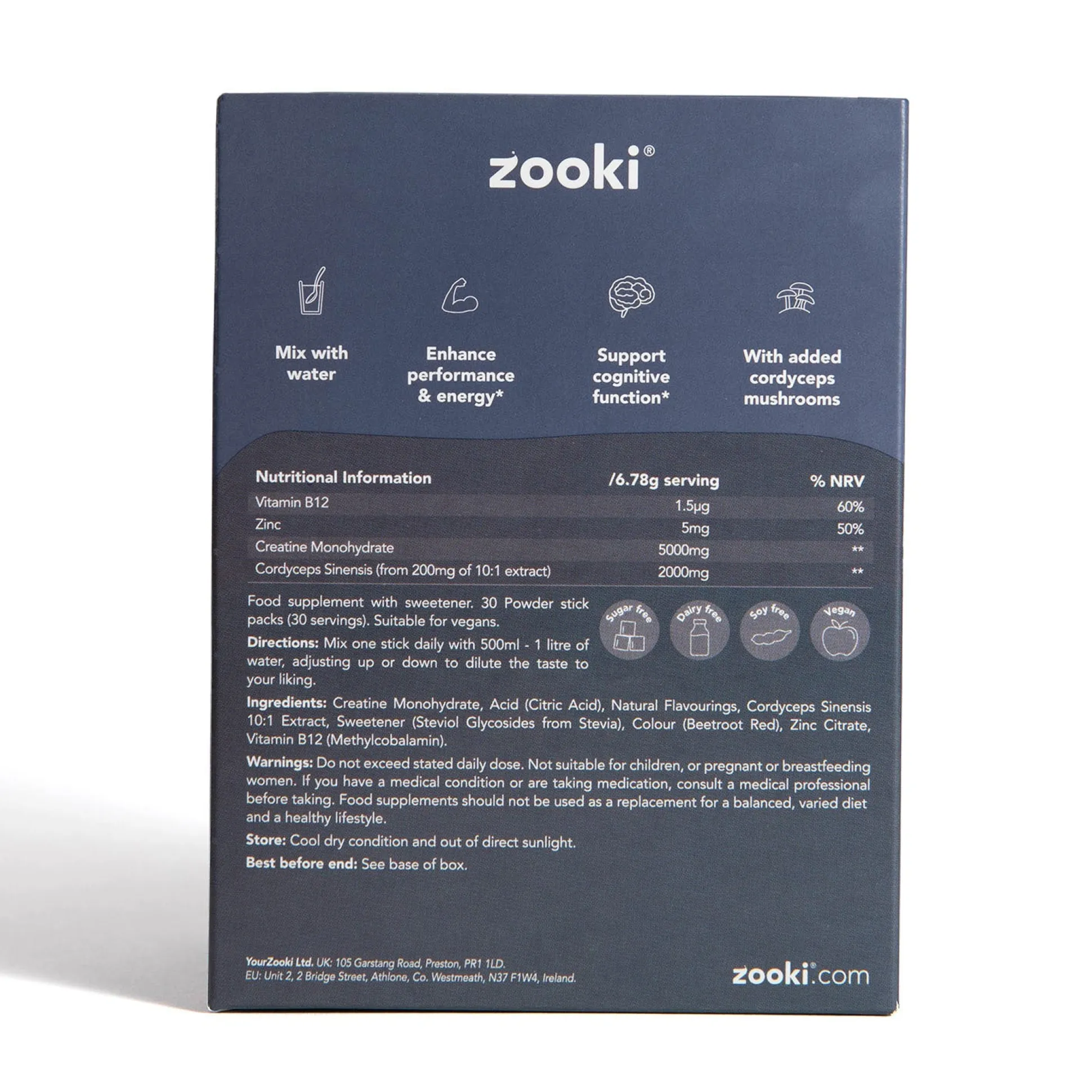 Zooki Creatine+ For Men, Powder Sachets, Wild Berry Flavour 30 x 6.78g